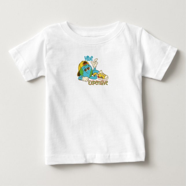 Camiseta Para Bebê Expensive Vibe – Cool Retro Earth Character Design (Frente)