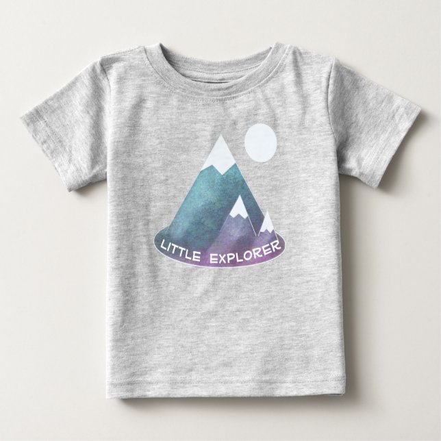 Camiseta Para Bebê Explorador de Cena de Montanha (Frente)