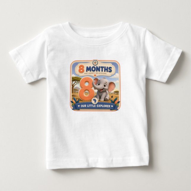 Camiseta Para Bebê Explorador de Marcos de 7 Meses de Bebê (Frente)