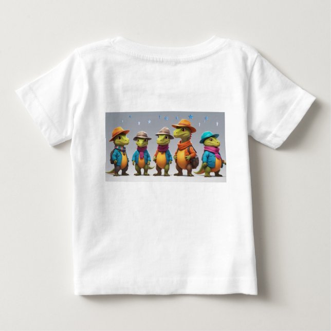 Camiseta Para Bebê Exploradores de Dino Aventurados em Estilo (Verso)