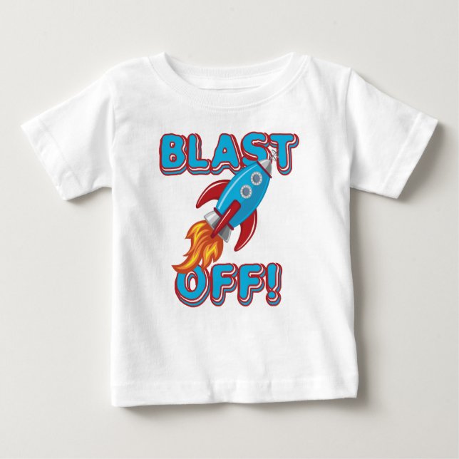 Camiseta Para Bebê Explosão de nave do foguete (Frente)