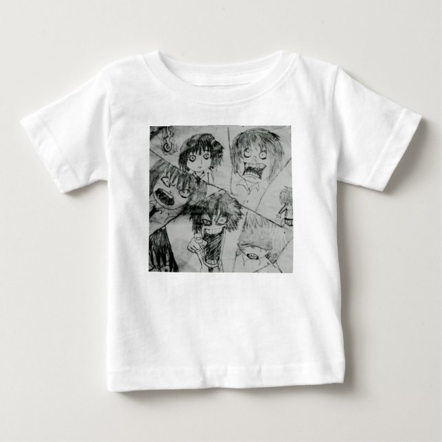 Camiseta Para Bebê expressão facial de desenho animado (Frente)