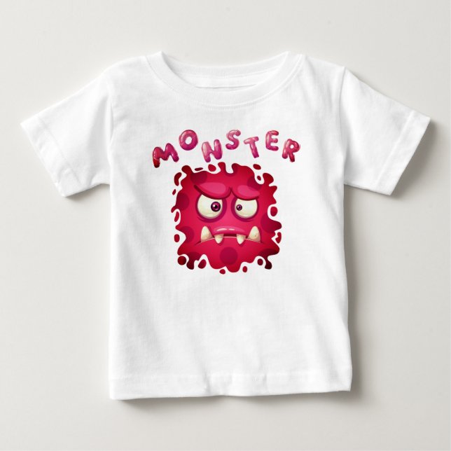 Camiseta Para Bebê Expressões de Horror Rostos de Monstros Engraçados (Frente)