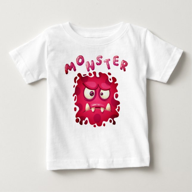 Camiseta Para Bebê Expressões de Horror Rostos Divertidos de Monstros (Frente)