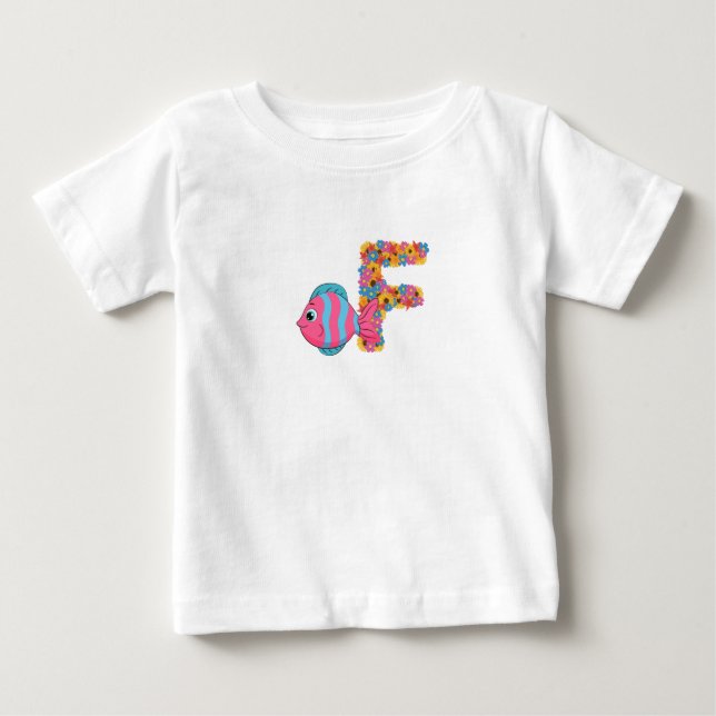 Camiseta Para Bebê F de peixe (Frente)