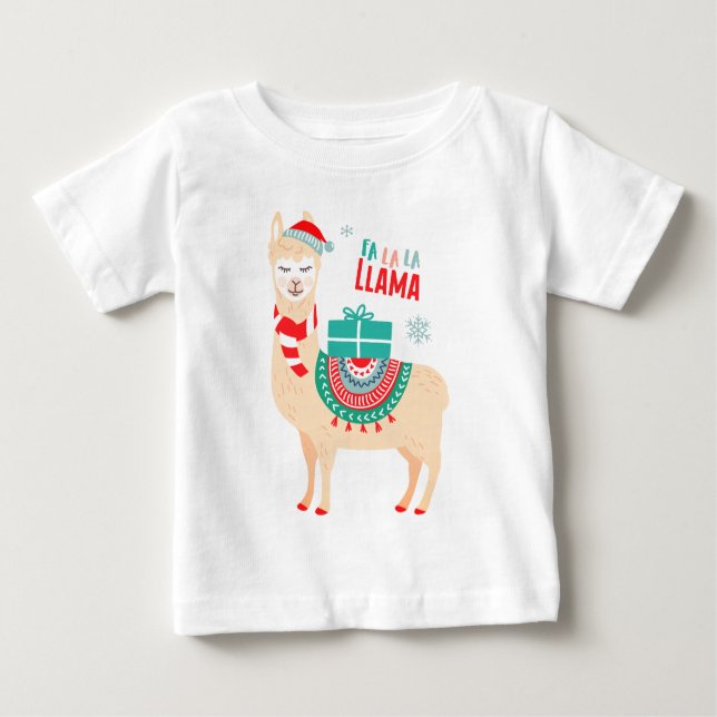 Camiseta Para Bebê Fa La Llama | Natal (Frente)