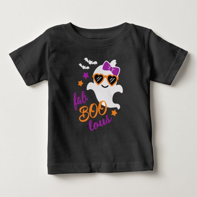 Camiseta Para Bebê Fab Boo Lous Halloween Ghost (Frente)