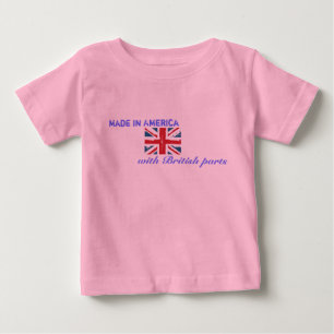 Camiseta Para Bebê Fabricado na América com peças britânicas