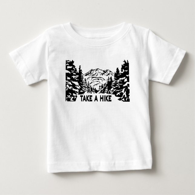 Camiseta Para Bebê Faça uma citação de Hike, paisagem monocromática d (Frente)