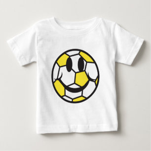 Camiseta Para Bebê face amarela da bola de futebol