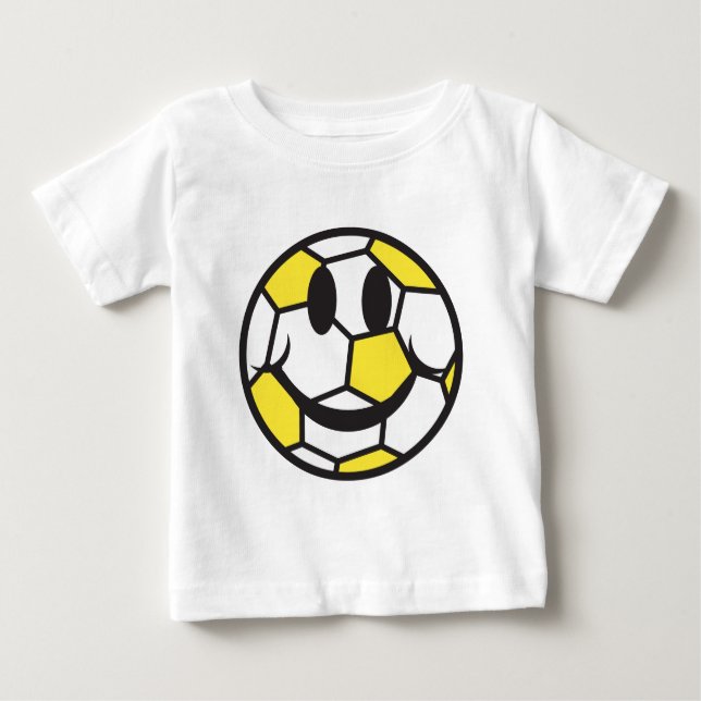 Camiseta Para Bebê face amarela da bola de futebol (Frente)