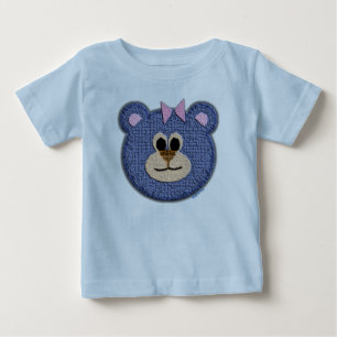 Camiseta Para Bebê Face do Urso de Teddy (arco rosa)