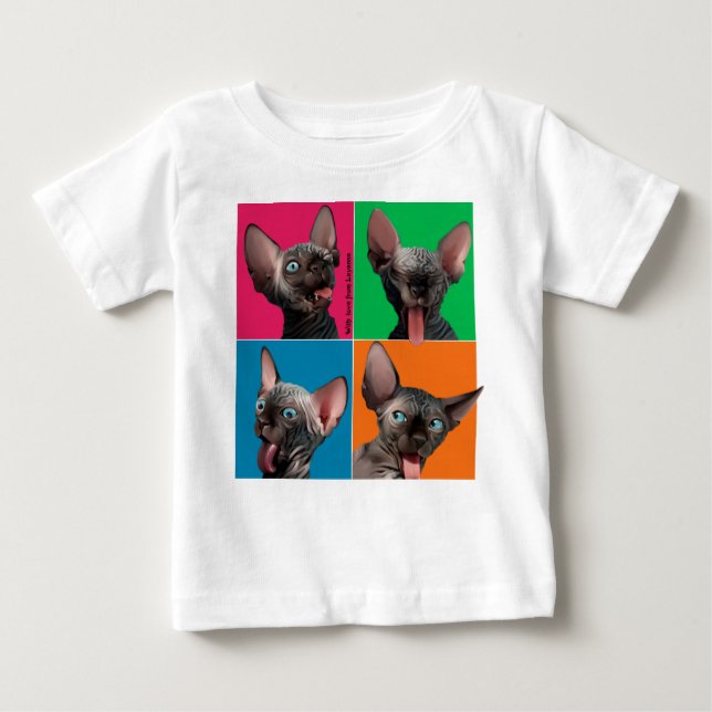 Camiseta Para Bebê Facebuilding (gatinho de Sphynx) (Frente)
