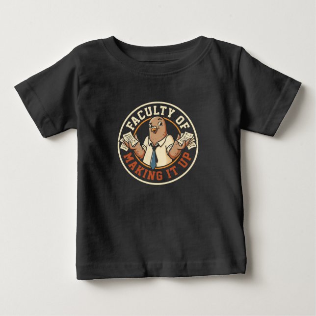 Camiseta Para Bebê Faculdade de Inventar Pássaro Engraçado (Frente)