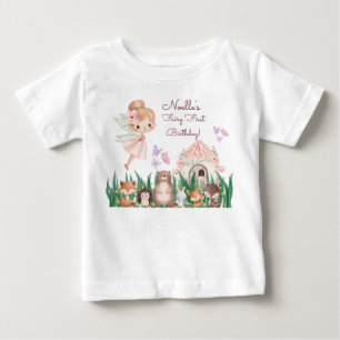 Camiseta Para Bebê Fada Caprichosa Primeiro Aniversário Convidada de