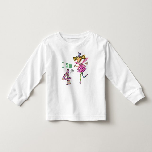 Camiseta Para Bebê Fada da princesa de 4 anos (Frente)