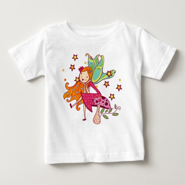 Camiseta Para Bebê Fada de Jardim do Cogumelo (Frente)