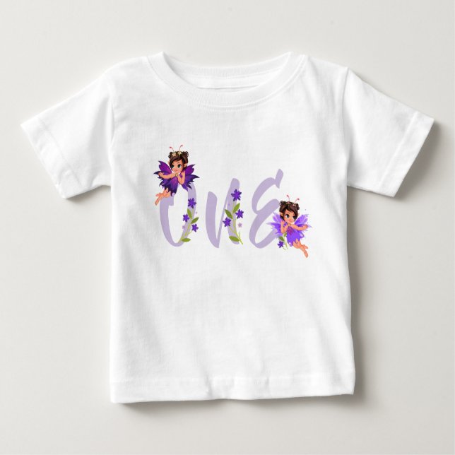 Camiseta Para Bebê Fada Encantada Garota Florestal Um Bebê de Anivers (Frente)