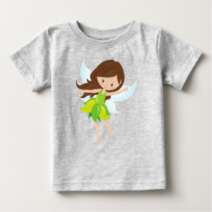 Camiseta Para Bebê Fada Fácil, Cabelo Castanho, Fada Mágica, Fada Flo