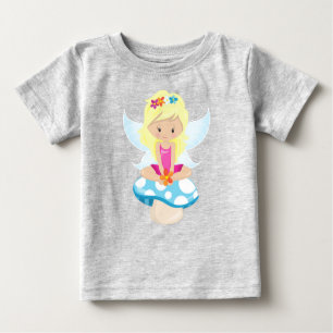 Camiseta Para Bebê Fada Fácil, Fada Mágica, Cabelo Louro, Cogumelo