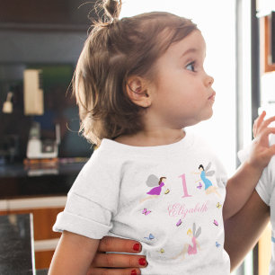 Camiseta Para Bebê Fada Menina de Primeiro Aniversário