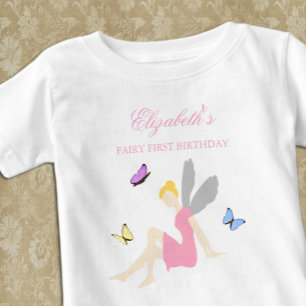 Camiseta Para Bebê Fada Menina de Primeiro Aniversário