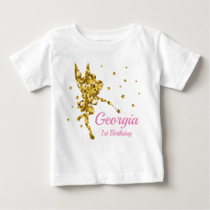 Camiseta Para Bebê Fada primeiro aniversario