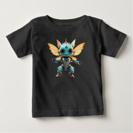 Camiseta Para Bebê Fada Robô Dançante Turquesa Fofa