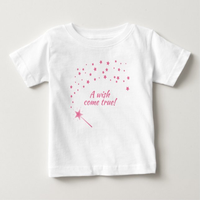 Camiseta Para Bebê Fada Wand & Stars, Um Desejo Torna-Se Verdadeiro (Frente)