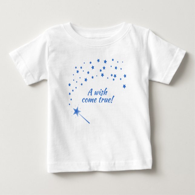 Camiseta Para Bebê Fada Wand & Stars, Um Desejo Torna-Se Verdadeiro (Frente)