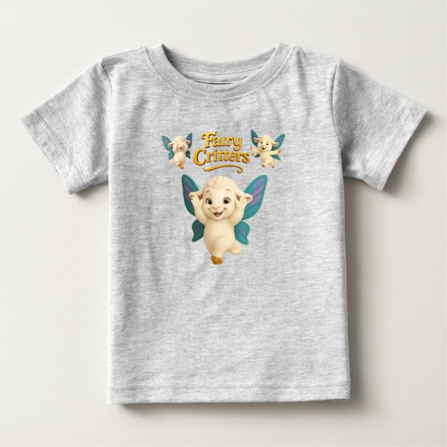 Camiseta Para Bebê Fadas Criaturas™ Cordeiro de Fada (Frente)