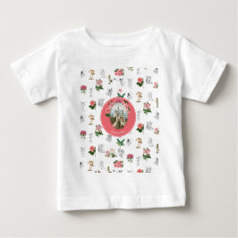 Camiseta Para Bebê Fadas Rosa Floral Cogumelo Castelo de Fadas Monogr