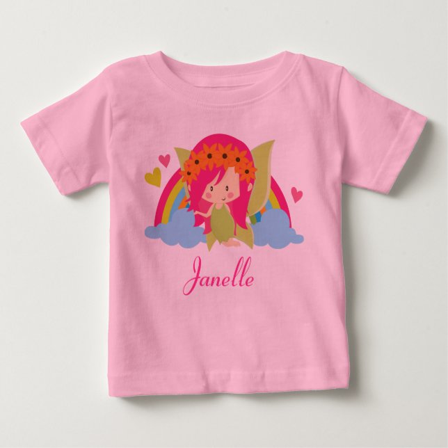 Camiseta Para Bebê Fairy Cute Rainbow Girls Personalizadas (Frente)