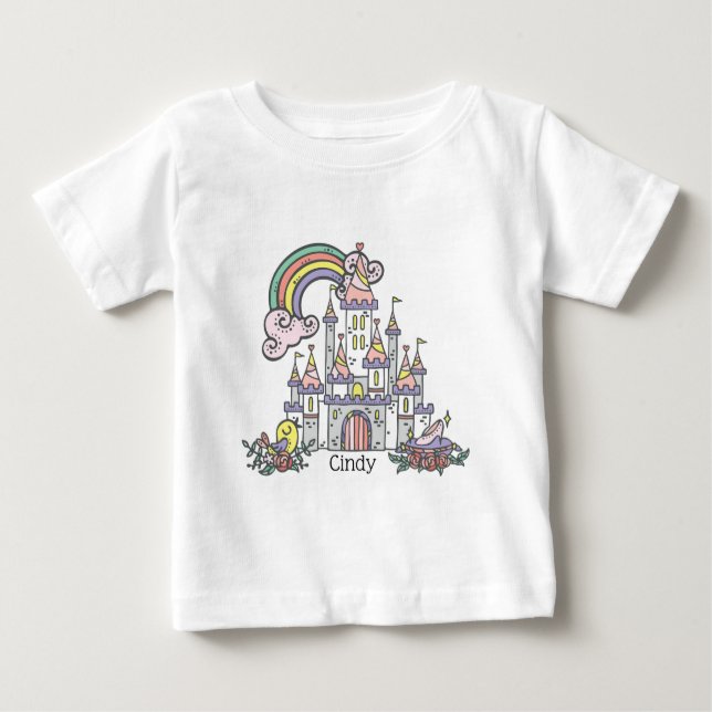 Camiseta Para Bebê Fairytale Castle Princess Custom Name (Frente)