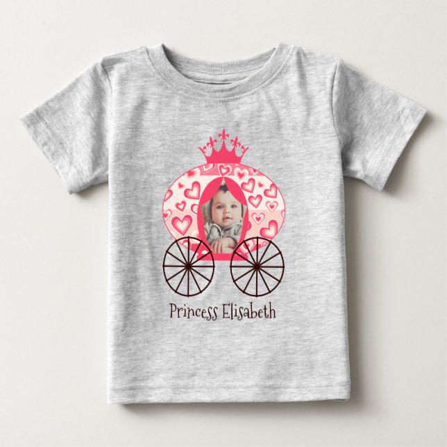 Camiseta Para Bebê Fairytale Royal Princess Carruagem Girl Birthday (Frente)