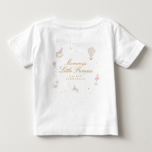 Camiseta Para Bebê Fairytalhe de Menina Rosa, Princesa Fita, Personal (Verso)