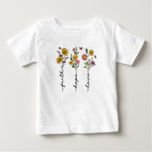 Camiseta Para Bebê Faith-Hope-Love