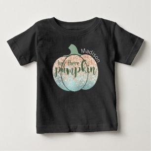 Camiseta Para Bebê Fall Fall Halloween Gliter Ei Lá Pumpkin Name