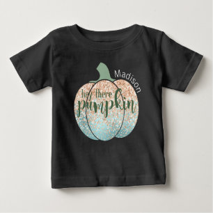 Camiseta Para Bebê Fall Fall Halloween Gliters Ei Nome De Abóbora