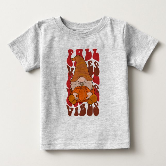 Camiseta Para Bebê Fall Vibes Gnomo (Frente)