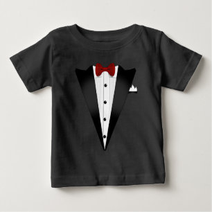Camiseta Para Bebê Falso Costume de Tuxedo