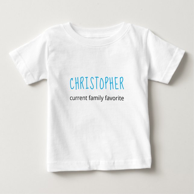 Camiseta Para Bebê Família atual personalizada e elegante Azul (Frente)