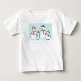 Camiseta Para Bebê Família Boneco de Neve
