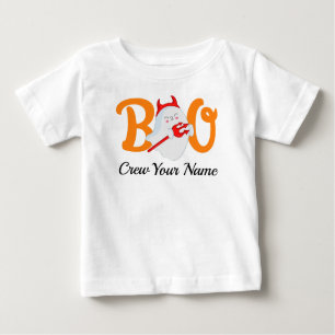 Camiseta Para Bebê Família Boo Crew Orange Halloween Personalizada