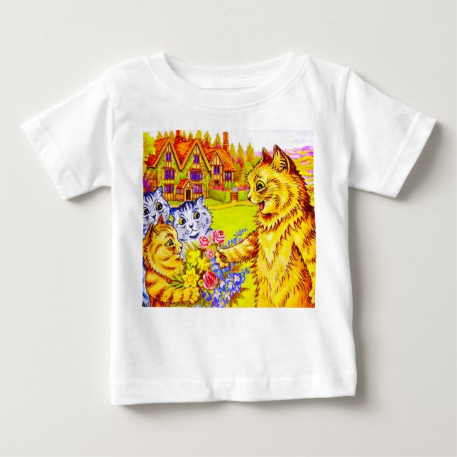 Camiseta Para Bebê Família Cat no Jardim (Frente)