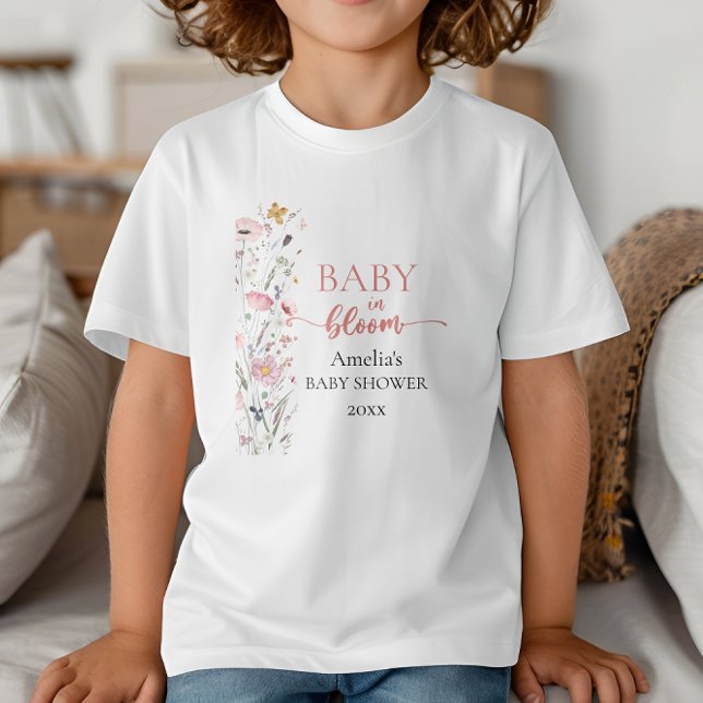 Camiseta Para Bebê Família de Chás de fraldas de flor selvagem (Criador carregado)