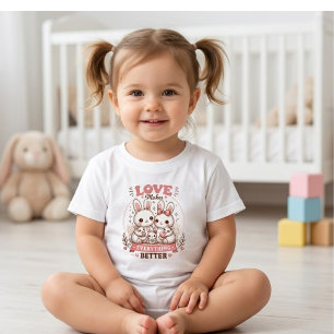 Camiseta Para Bebê Família de Coelho Fofa O Amor Torna Tudo Melhor