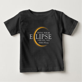 Camiseta Para Bebê Família de Eclipse Solar Total 2024 Dourada e Pret