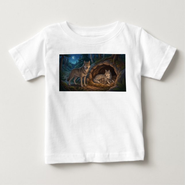 Camiseta Para Bebê Família de Lobos   (Frente)