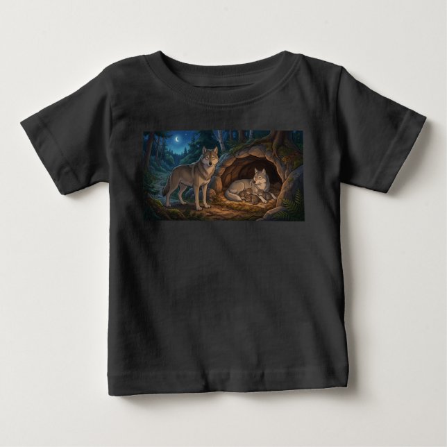 Camiseta Para Bebê Família de Lobos   (Frente)